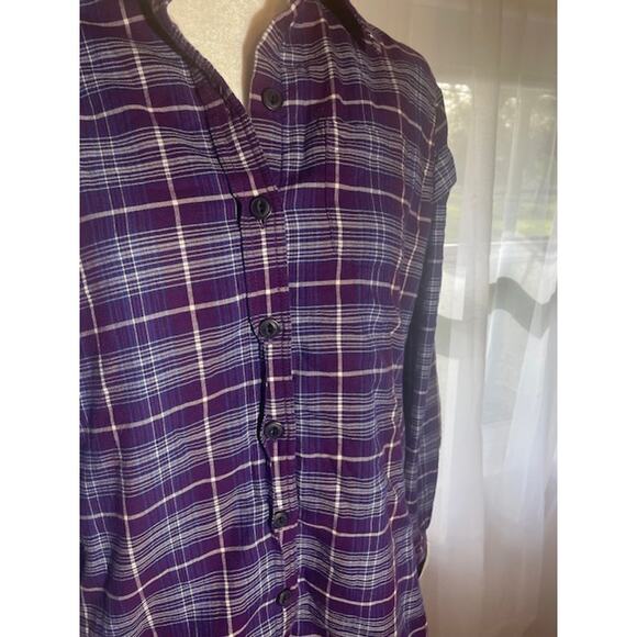 LL Bean Women's Size Small Shirt Jacket Purple Plaid‎  with Fleece Lining - Picture 2 of 6